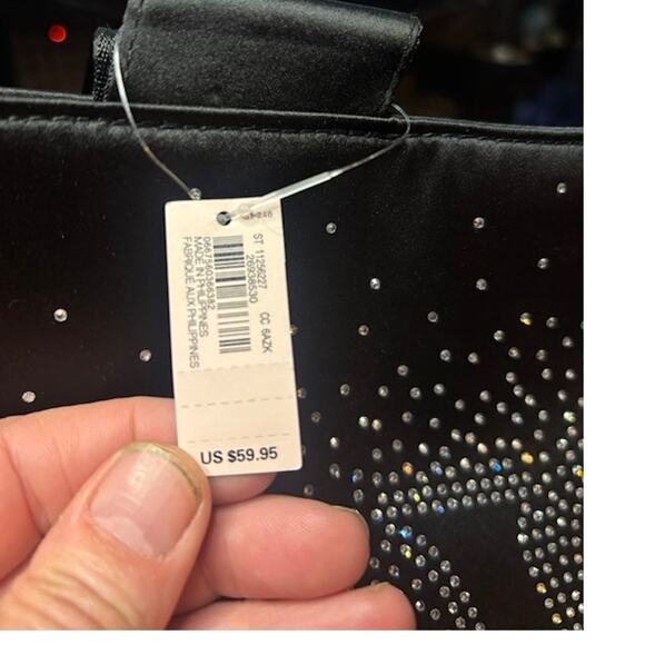 Victoria's Secret Tote Bag Black Bling Rhinestone VS logo Carryall Travel NWT - Picture 6 of 12